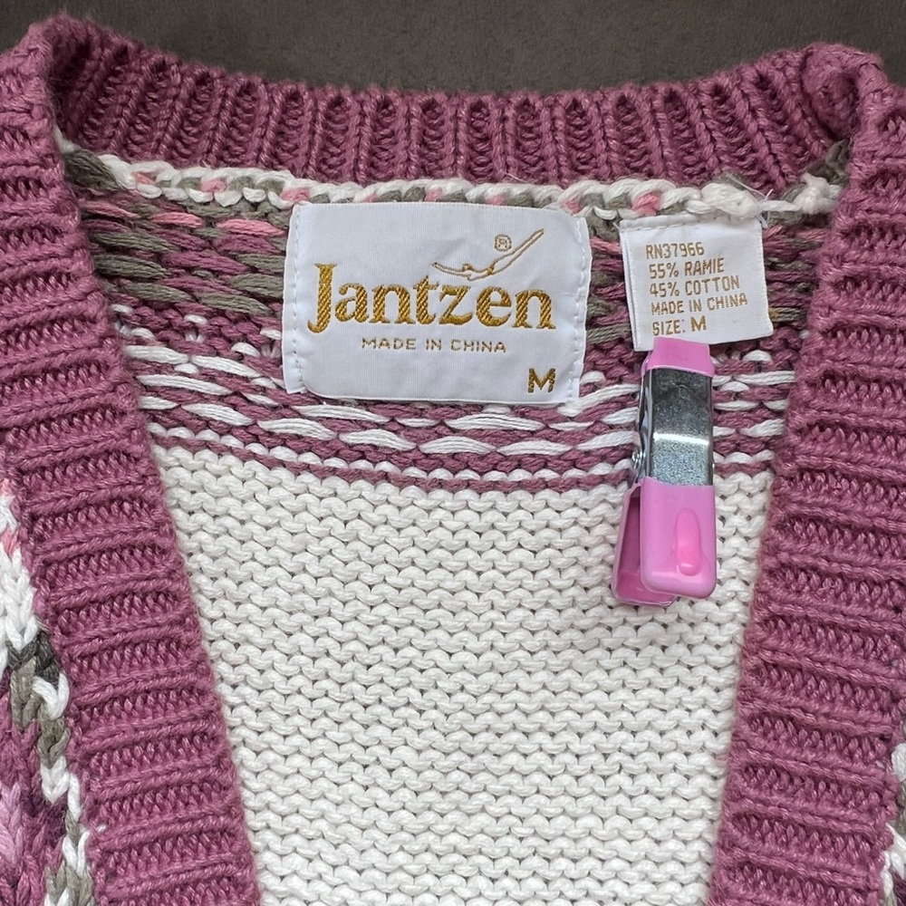 Jantzen Purple Floral Knit Sweater Vest Medium - Picture 3 of 5